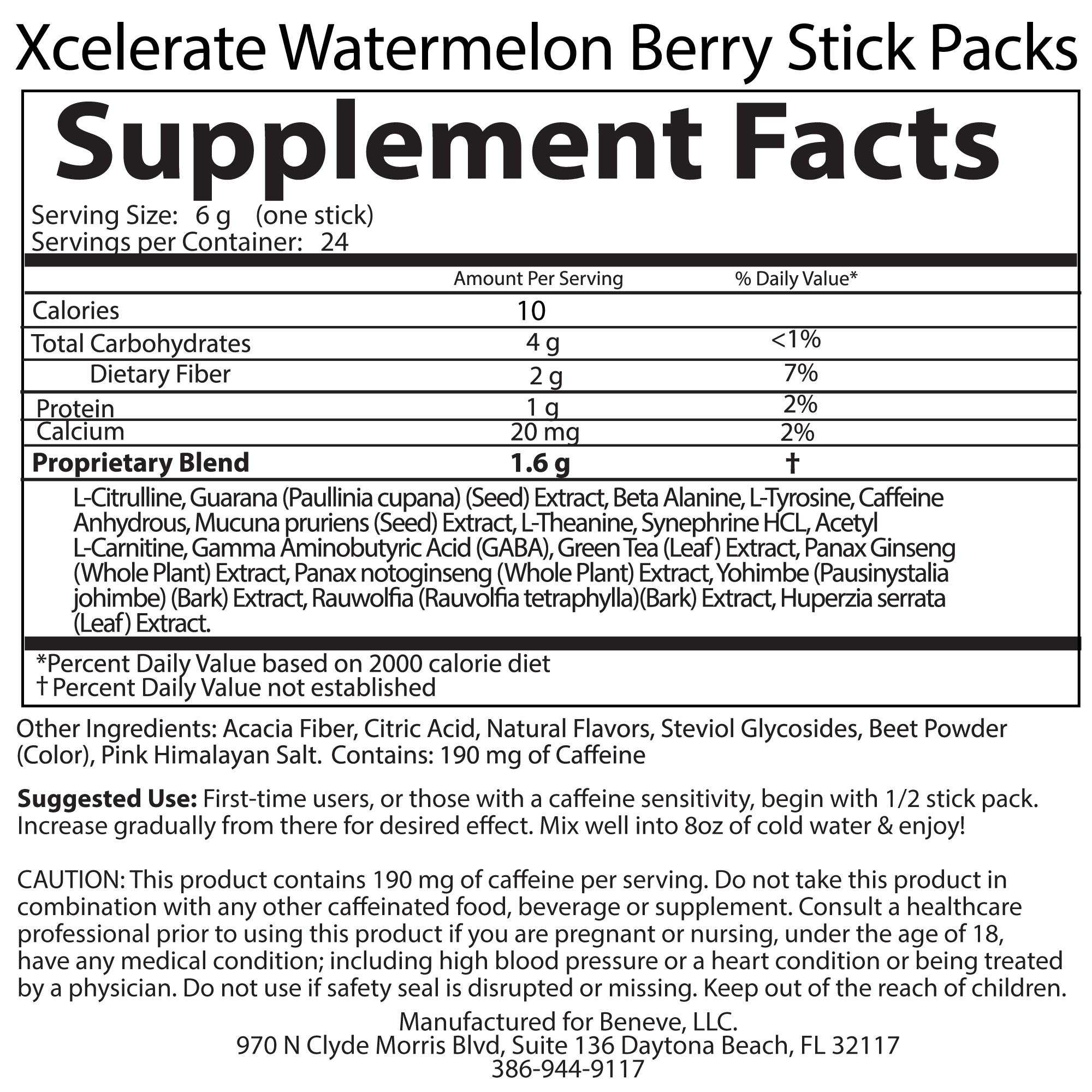 Watermelon + Berry nutrition label